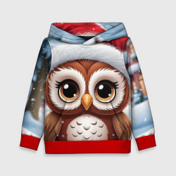 Толстовка-худи детская Новогодний совенок, цвет: 3D-красный