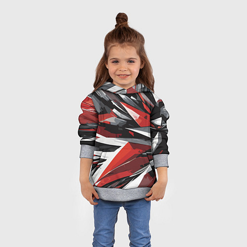 Детская толстовка Чёрно-красно-белая абстракция / 3D-Меланж – фото 4
