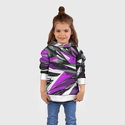 Толстовка-худи детская Чёрно-фиолетово-белая абстракция, цвет: 3D-белый — фото 2