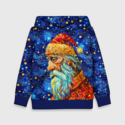 Толстовка-худи детская Santa Claus: pop-art-brut-nouveau pointillism, цвет: 3D-синий