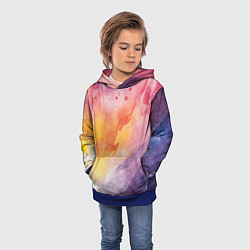 Толстовка-худи детская Краски акварели, цвет: 3D-синий — фото 2