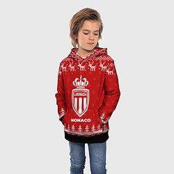 Толстовка-худи детская Новогодний Monaco с оленями, цвет: 3D-черный — фото 2