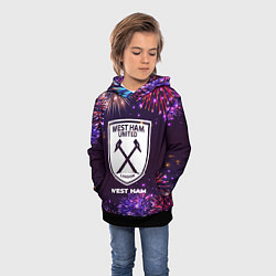 Толстовка-худи детская Праздничный West Ham, цвет: 3D-черный — фото 2