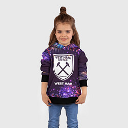 Толстовка-худи детская Праздничный West Ham, цвет: 3D-черный — фото 2