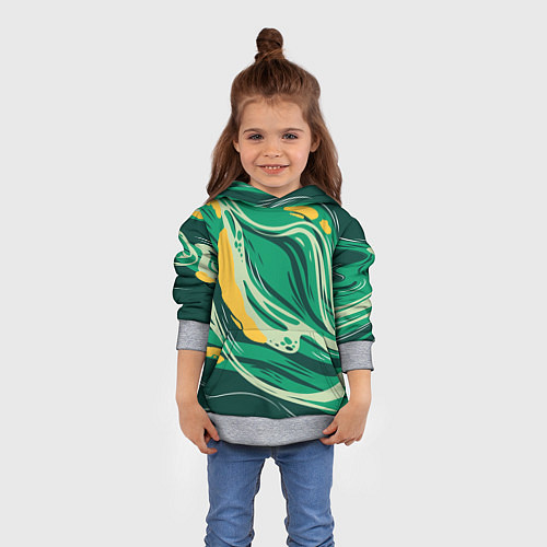 Детская толстовка Абстрактные полосы в зелёных тонах / 3D-Меланж – фото 4