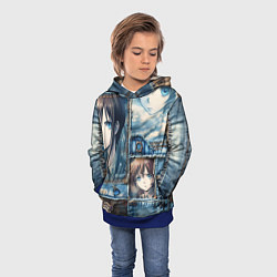 Толстовка-худи детская Пэчворк с аниме, цвет: 3D-синий — фото 2