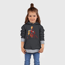Толстовка-худи детская Железный человек - арт, цвет: 3D-меланж — фото 2