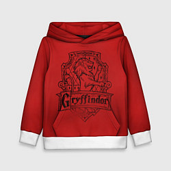 Толстовка-худи детская Гриффиндор Хогвартс, цвет: 3D-белый