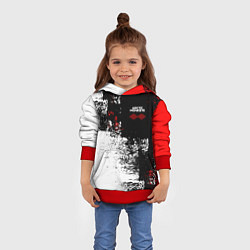Толстовка-худи детская Arctic Monkeys - Красные и белые помехи, цвет: 3D-красный — фото 2