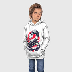 Толстовка-худи детская Змея и иероглифы, цвет: 3D-белый — фото 2