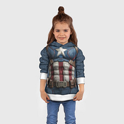 Толстовка-худи детская Костюм капитана Америка, цвет: 3D-белый — фото 2