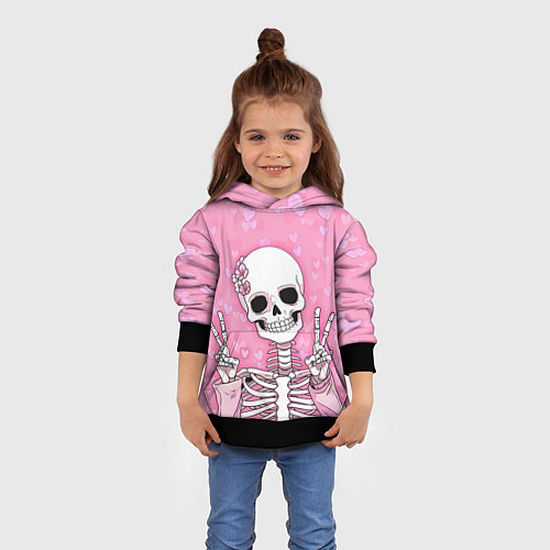Детская толстовка Скелет-милашка / 3D-Черный – фото 4