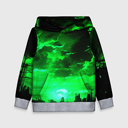 Толстовка-худи детская Кислотный зелёный закат, цвет: 3D-меланж