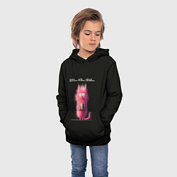 Толстовка-худи детская Мем розовый кот: опять эти люди, цвет: 3D-черный — фото 2