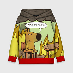 Толстовка-худи детская This is chill - this is fine мем, цвет: 3D-красный