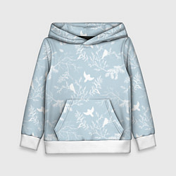 Толстовка-худи детская Зимний мотив с птицами, цвет: 3D-белый