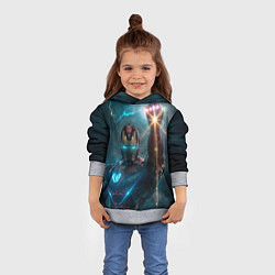 Толстовка-худи детская Железный человек с перчаткой бесконечности, цвет: 3D-меланж — фото 2