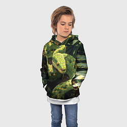 Толстовка-худи детская Змея в траве, цвет: 3D-белый — фото 2