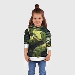 Толстовка-худи детская Змея в траве, цвет: 3D-белый — фото 2