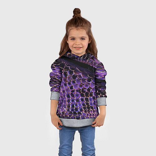 Детская толстовка Фиолетовая кожа змеи / 3D-Меланж – фото 4