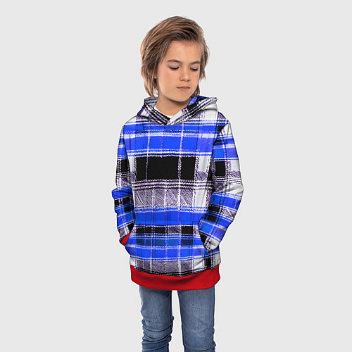 Детская толстовка Белые полосы на чёрно-синем фоне / 3D-Красный – фото 3