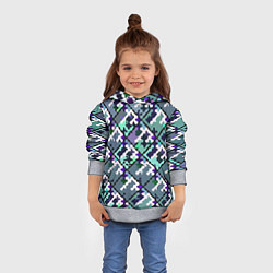 Толстовка-худи детская Бирюзовый абстрактный паттерн, цвет: 3D-меланж — фото 2