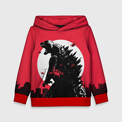Толстовка-худи детская Godzilla destroys the city, цвет: 3D-красный