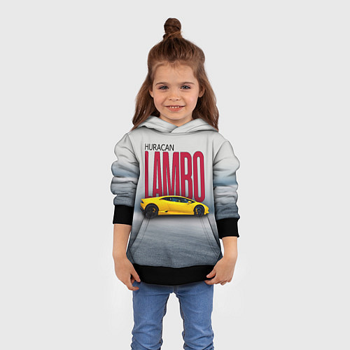 Детская толстовка Итальянский гиперкар Lambo Huracan / 3D-Черный – фото 4