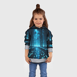 Толстовка-худи детская Синий цифровой лес, цвет: 3D-меланж — фото 2