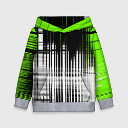 Толстовка-худи детская Зелёно-чёрный гранж на белом фоне, цвет: 3D-меланж