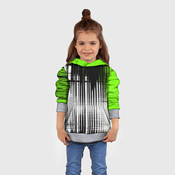 Толстовка-худи детская Зелёно-чёрный гранж на белом фоне, цвет: 3D-меланж — фото 2