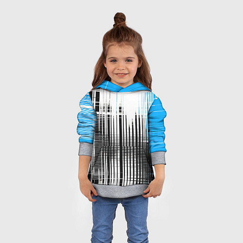 Детская толстовка Сине-чёрный гранж на белом фоне / 3D-Меланж – фото 4