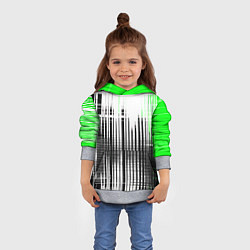 Толстовка-худи детская Зелёно-чёрный гранж на белом фоне, цвет: 3D-меланж — фото 2