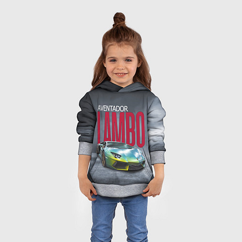Детская толстовка Итальянский суперкар Lambo Aventador / 3D-Меланж – фото 4