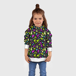 Толстовка-худи детская Неоновые разноцветные треугольники на черном, цвет: 3D-белый — фото 2