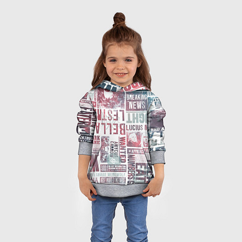 Детская толстовка Паттерн газеты - Гарри Поттер Сириус Блэк и Люциус / 3D-Меланж – фото 4