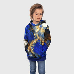 Толстовка-худи детская Золотой минерал в синем камне, цвет: 3D-синий — фото 2