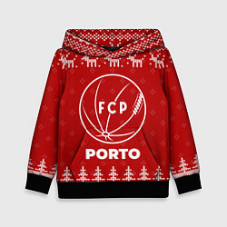 Толстовка-худи детская Новогодний Porto с оленями, цвет: 3D-черный