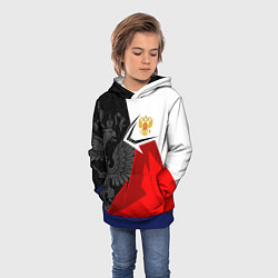 Толстовка-худи детская Герб России - красно-белый, цвет: 3D-синий — фото 2