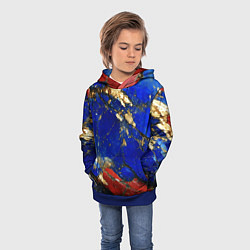 Толстовка-худи детская Золотой и красный минерал в синем камне, цвет: 3D-синий — фото 2