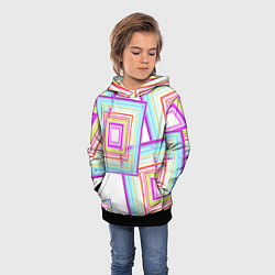 Толстовка-худи детская Абстрактные квадраты, цвет: 3D-черный — фото 2