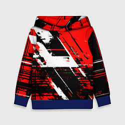 Толстовка-худи детская Diagonal black and white stripes on a red backgrou, цвет: 3D-синий