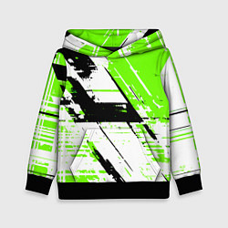 Толстовка-худи детская Diagonal black and green stripes on a white backgr, цвет: 3D-черный