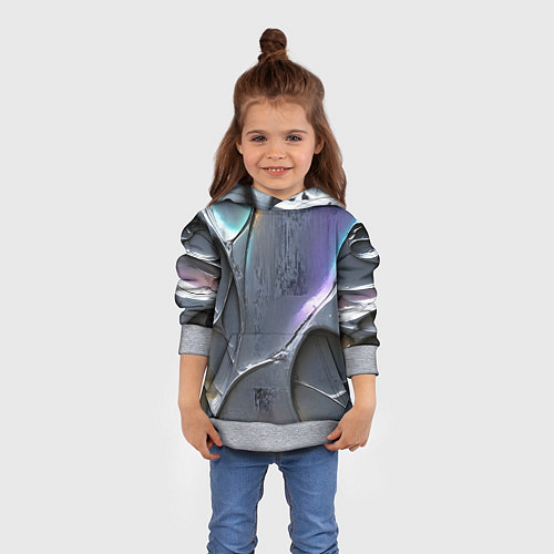 Детская толстовка Полированный серебряный металл / 3D-Меланж – фото 4