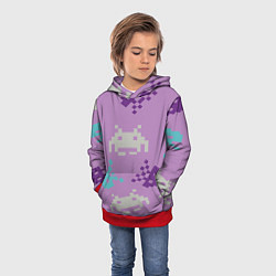 Толстовка-худи детская Пиксели, цвет: 3D-красный — фото 2