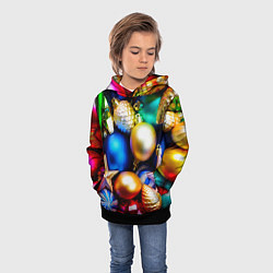 Толстовка-худи детская Новогодние украшения, цвет: 3D-черный — фото 2