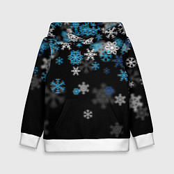 Толстовка-худи детская Снежинки объемные, цвет: 3D-белый
