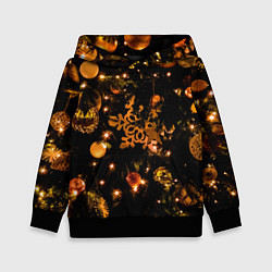 Толстовка-худи детская Новогоднее украшение, цвет: 3D-черный
