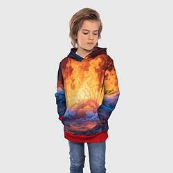 Толстовка-худи детская Стихия огня и воды, цвет: 3D-красный — фото 2