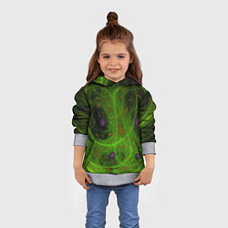Толстовка-худи детская Зелёный дым абстракция, цвет: 3D-меланж — фото 2